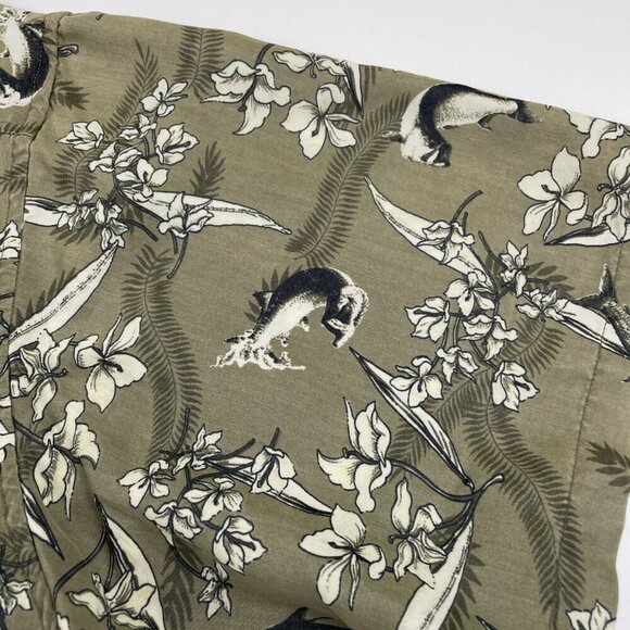 ExOfficio Button Up Shirt Men's L Short Sleeve Vented Outdoors Fish Floral Green - Picture 11 of 12